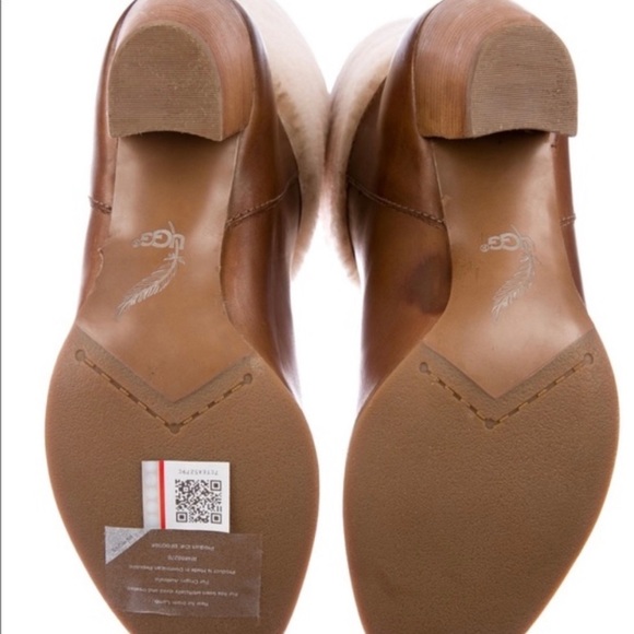 SOLD. UGG Tall Shearling Brown Leather Ava Boots - Picture 2 of 7